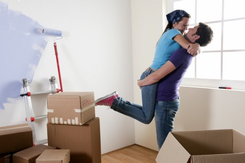 Organised student moving day in Merton with labelled boxes
